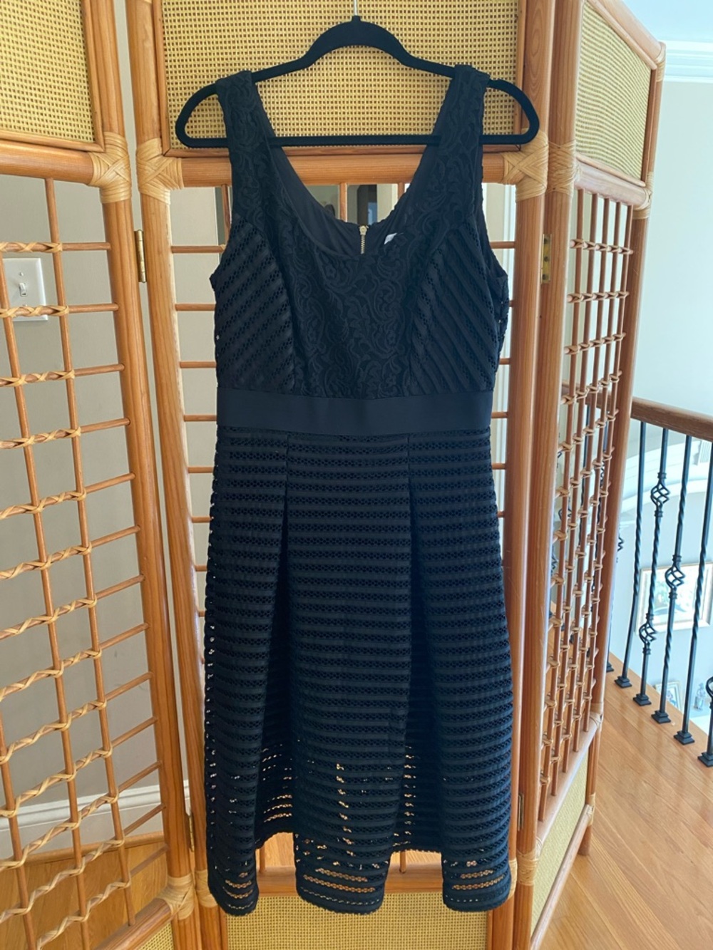New York & Company Black Lace Fit-and-Flare Midi Dress